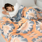Windmill Flower Patterns Cotton Blanket — product detail view