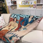Renaissance Abstract Character Tassel Blanket — product feature detail