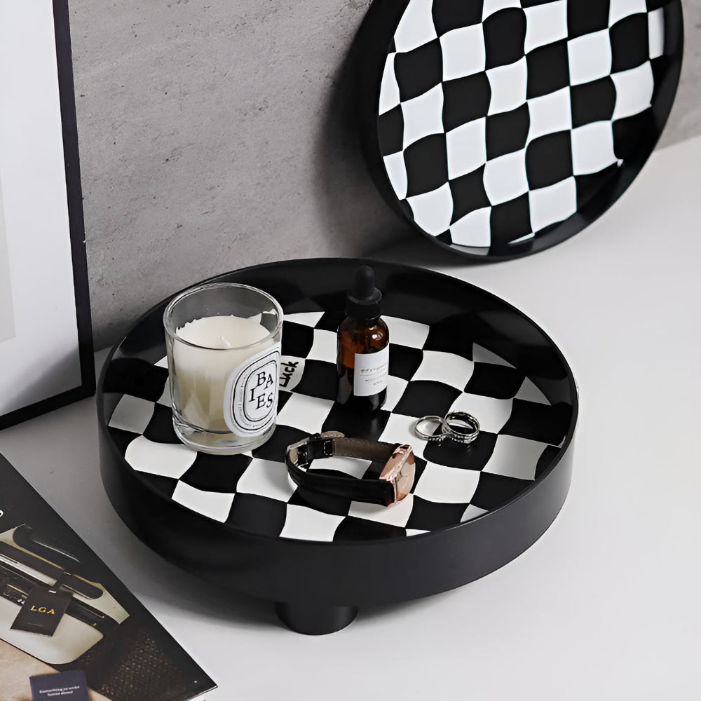Round Checkerboard Storage Tray — main product photo