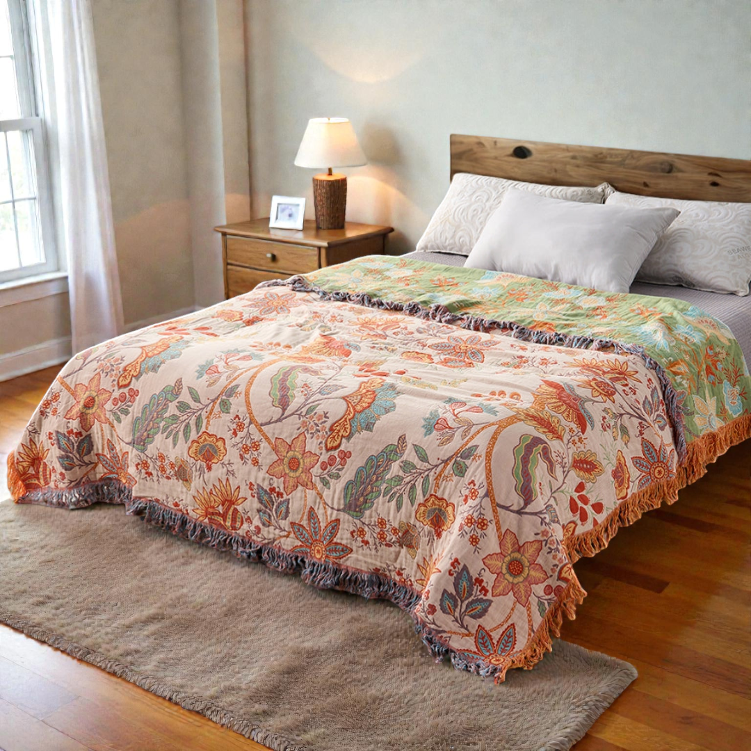 Boho Floral Cotton Throw — view 2
