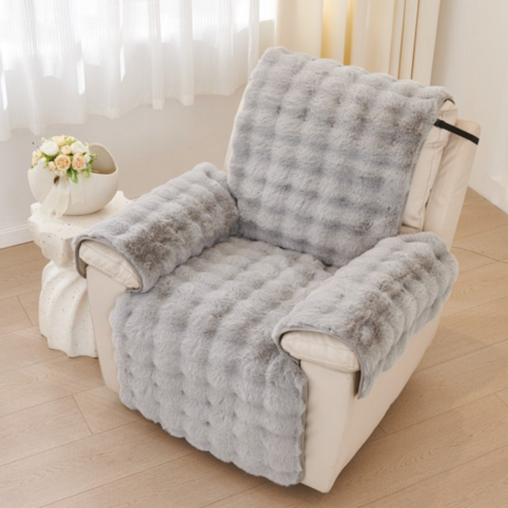 Faux Fur Recliner Sofa Cover — product in use