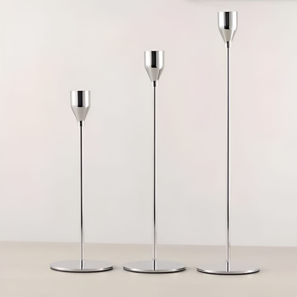 Sleek Metallic Candle Holders | 3 Pcs Set — product feature detail
