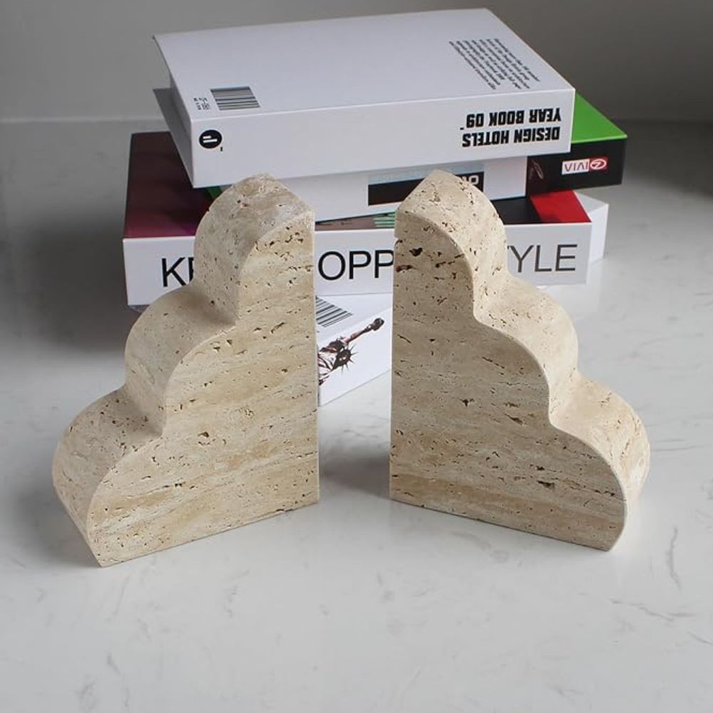 Elysian Travertine Bookends — product close-up