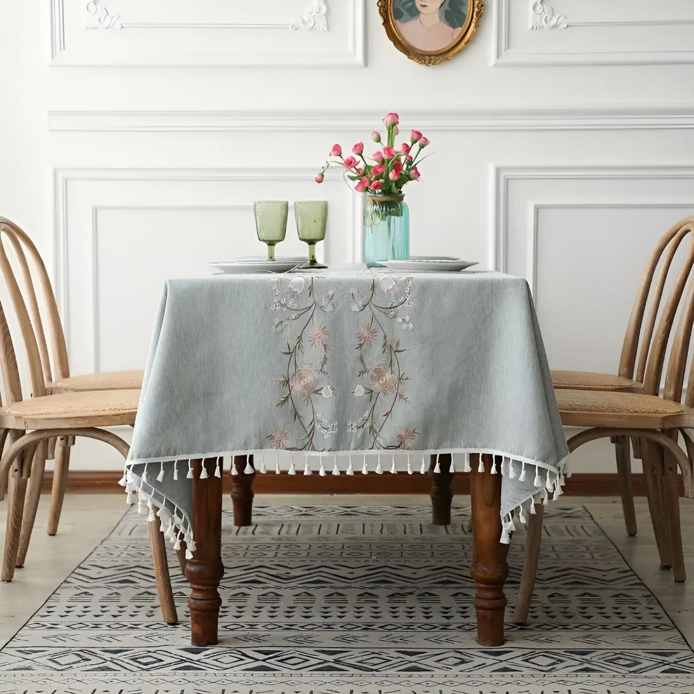 Blossom Weave Elegance Tablecloth — product detail view