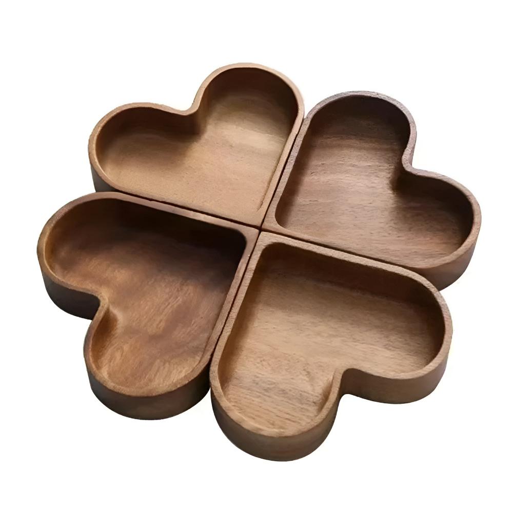 Heart-Shaped Wooden Snack Tray | 4 pcs — product in use