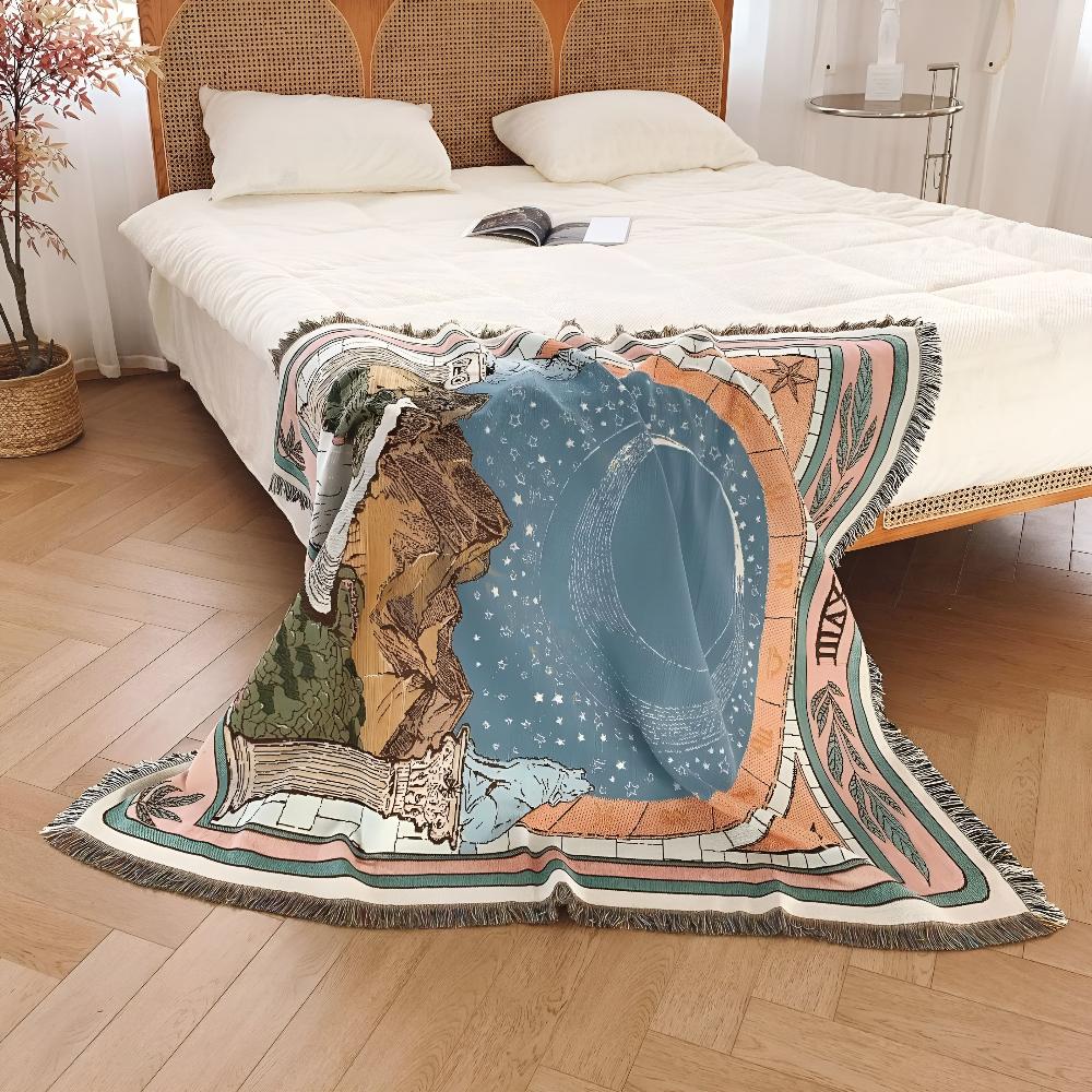 Moon Tarot Tapestry Blanket — lifestyle shot