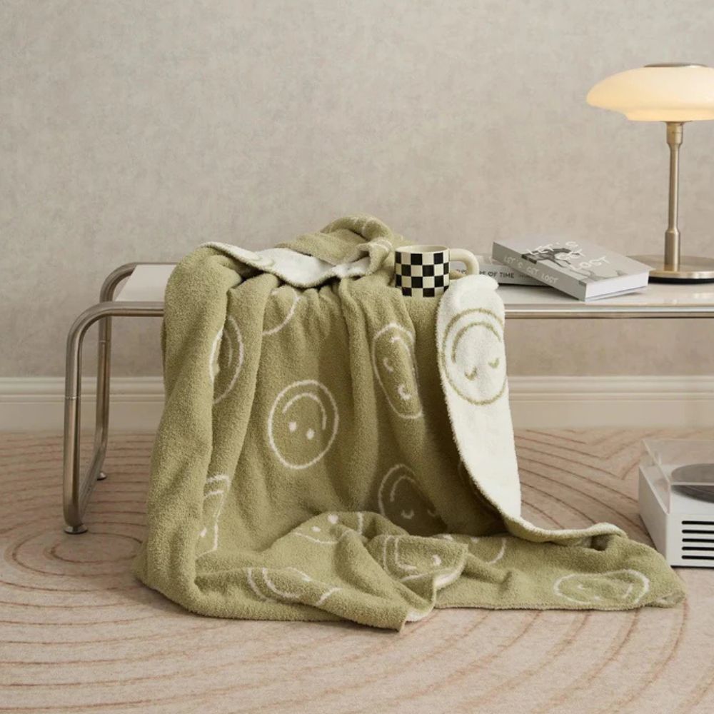 Smiley Face Plush Blanket — product detail view