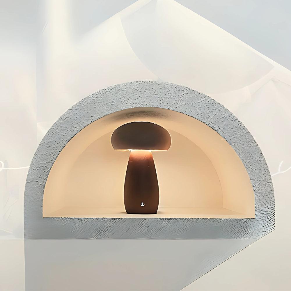 Wooden Mushroom Lamp — alternate angle view