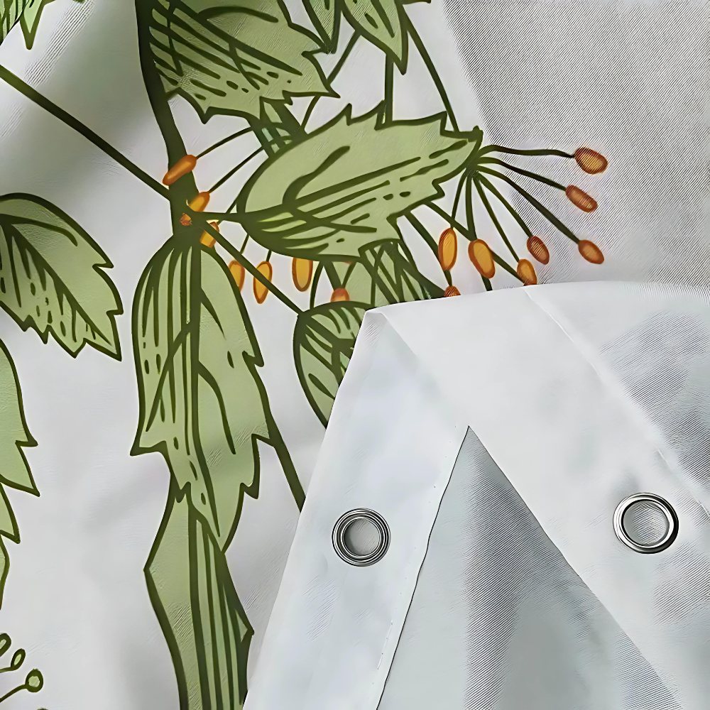 Pastoral Style Plants Waterproof Shower Curtain — product in use