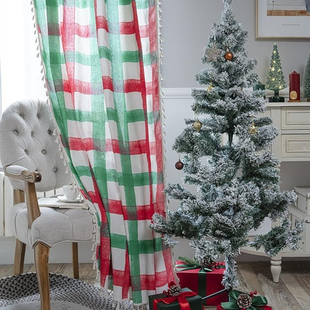 Merry & Bright Plaid Semi-Shading Curtain — product detail view