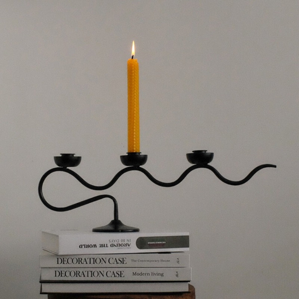 Tri Iron Twisted Candle Holder — product in use