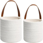 Woven Cotton Rope Hanging Basket | 2pc Set — product in use