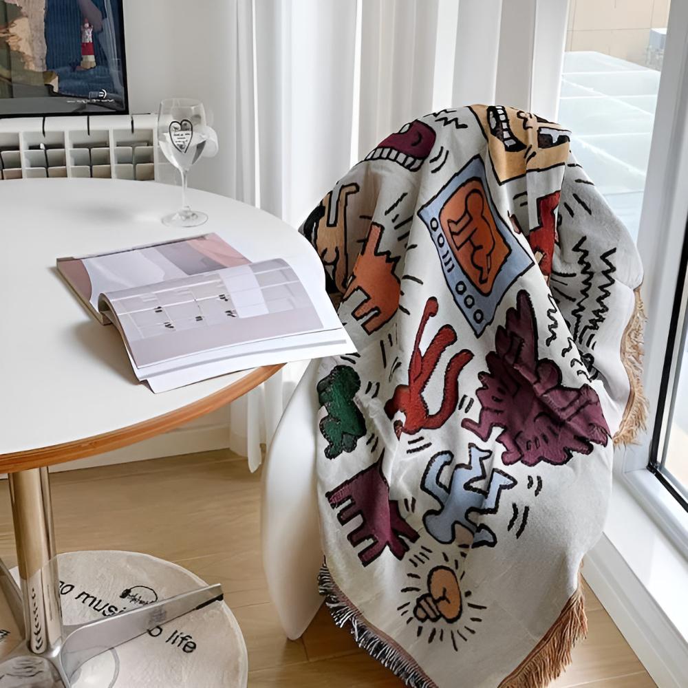 Bold Expressions Tassel Blanket — lifestyle shot