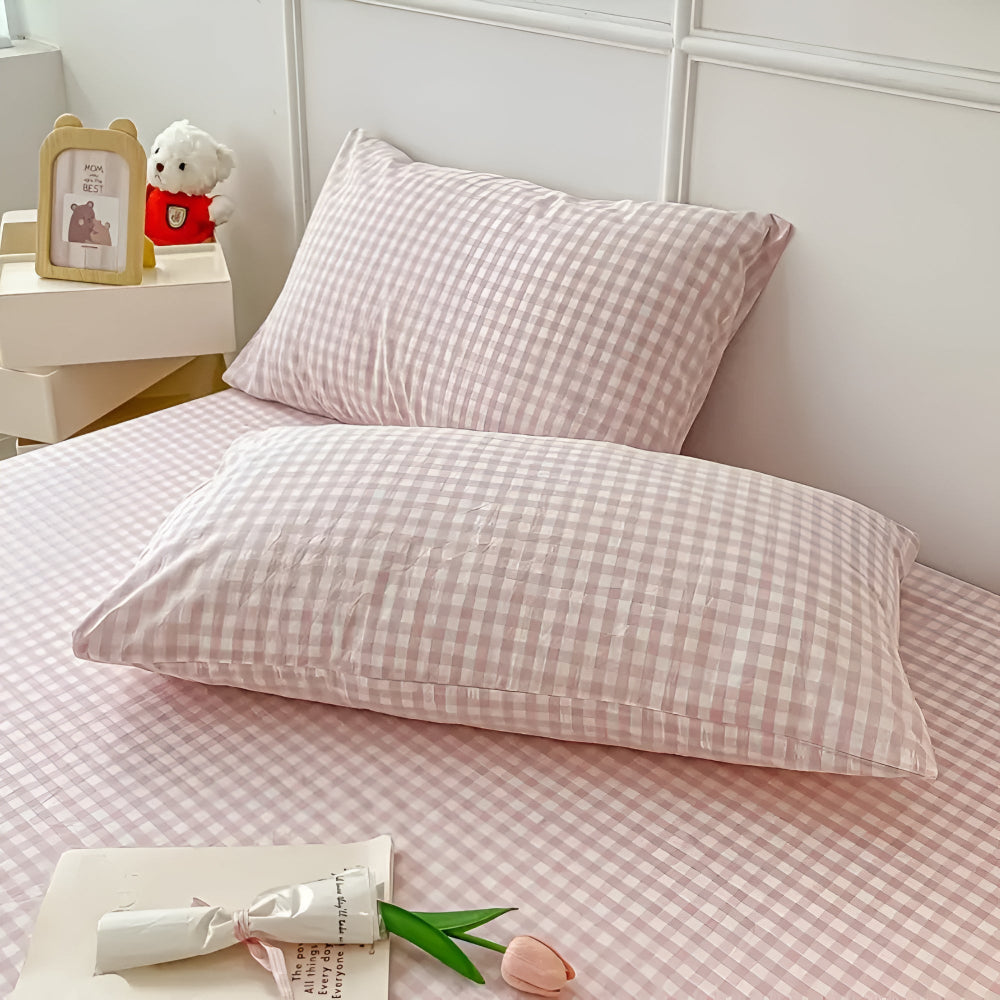 Soft Plaid Checkered Pillowcases — product in use