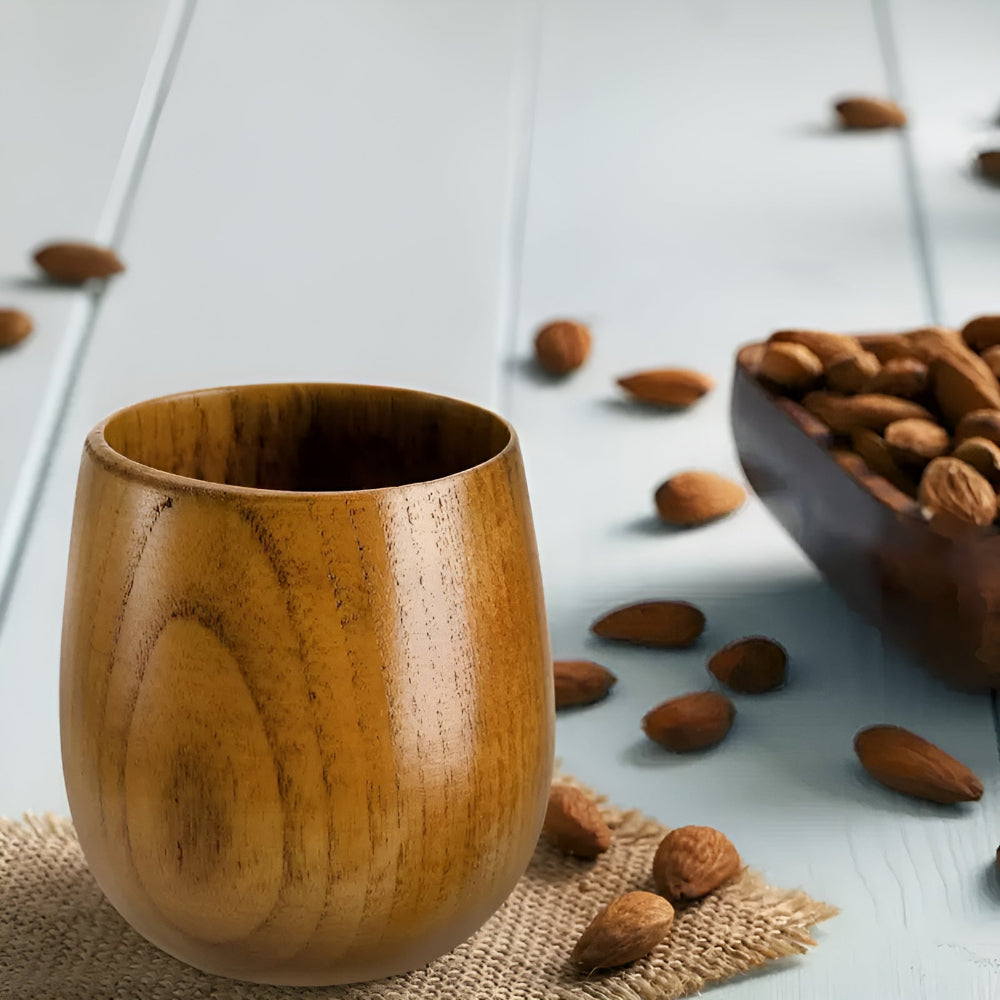 Handcrafted Wooden Tea Cup — lifestyle shot