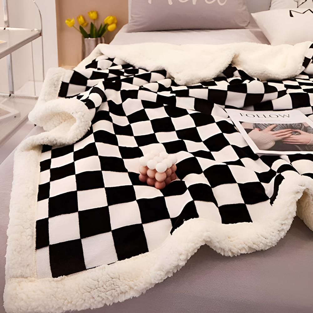 Chessboard Pattern Elegance Blanket — product in use