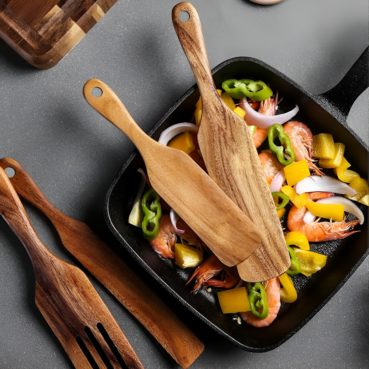 Non-Stick Wooden Spatula Set — alternate angle view