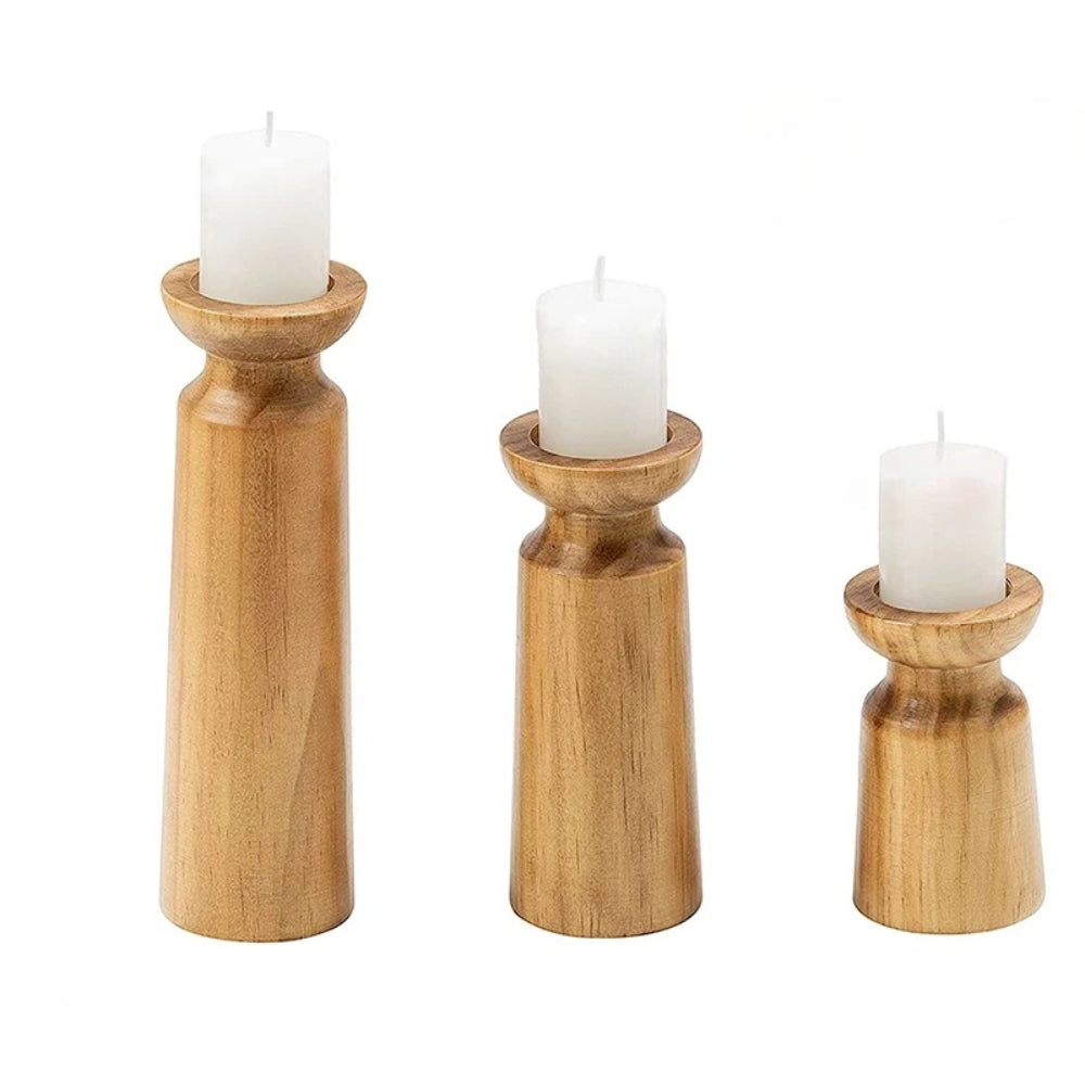 Carved Wooden Candle Holders — product close-up