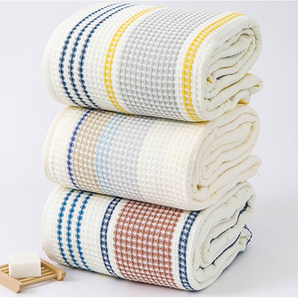 Colourblock Striped Cotton Bath Towel — product in use