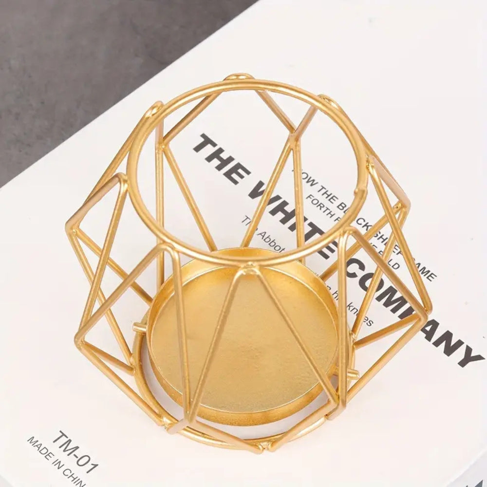 Wireframe Sleek Iron Candle Holder — lifestyle shot