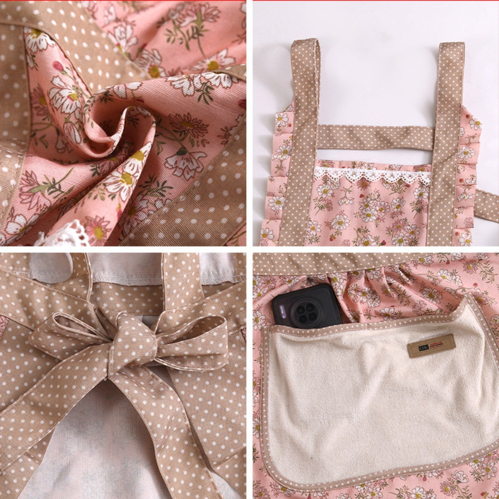 Sweet Flora Kitchen Apron — product in use