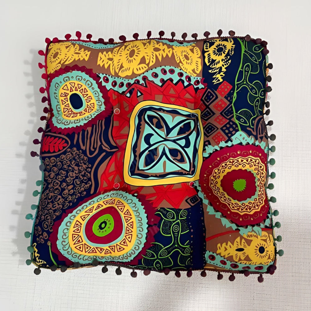 Boho Style Square Floor Cushion — alternate angle view