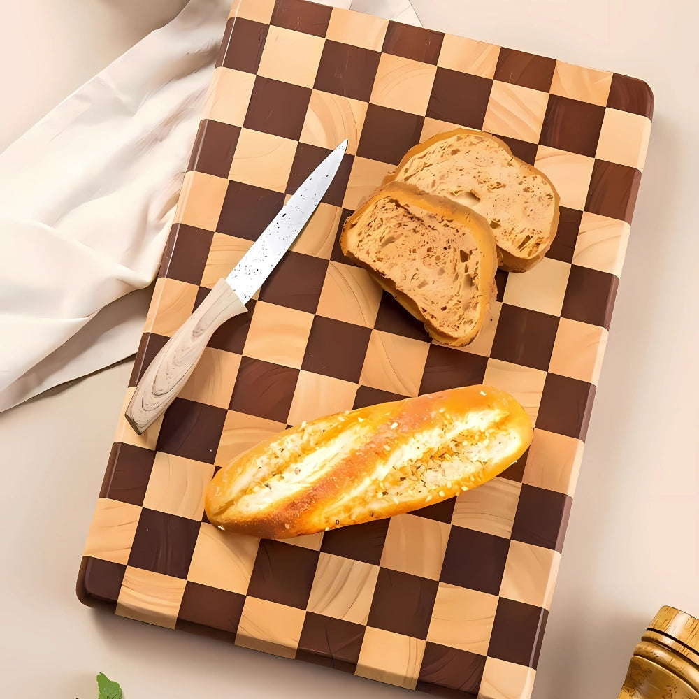 Chess-Inspired Acacia Wood Chopping Board — product detail view