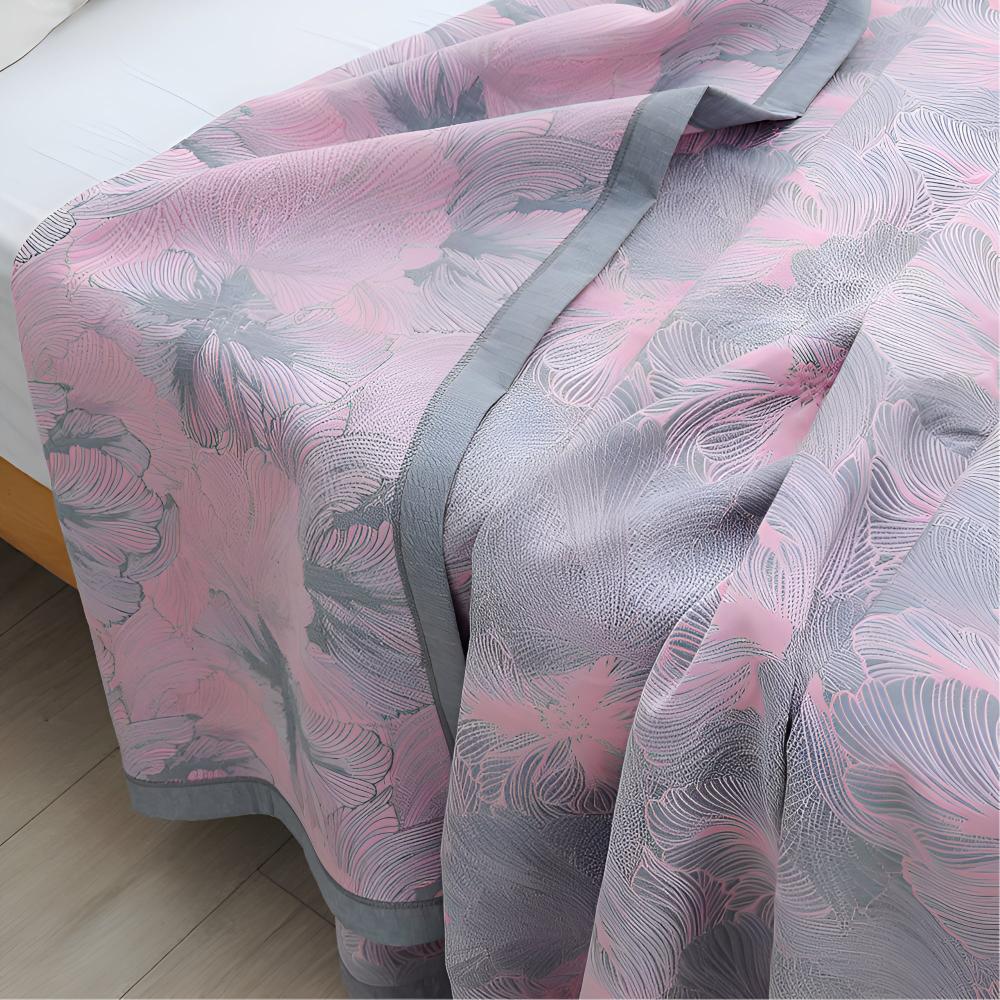 Flower Print Flax Throw — alternate angle view