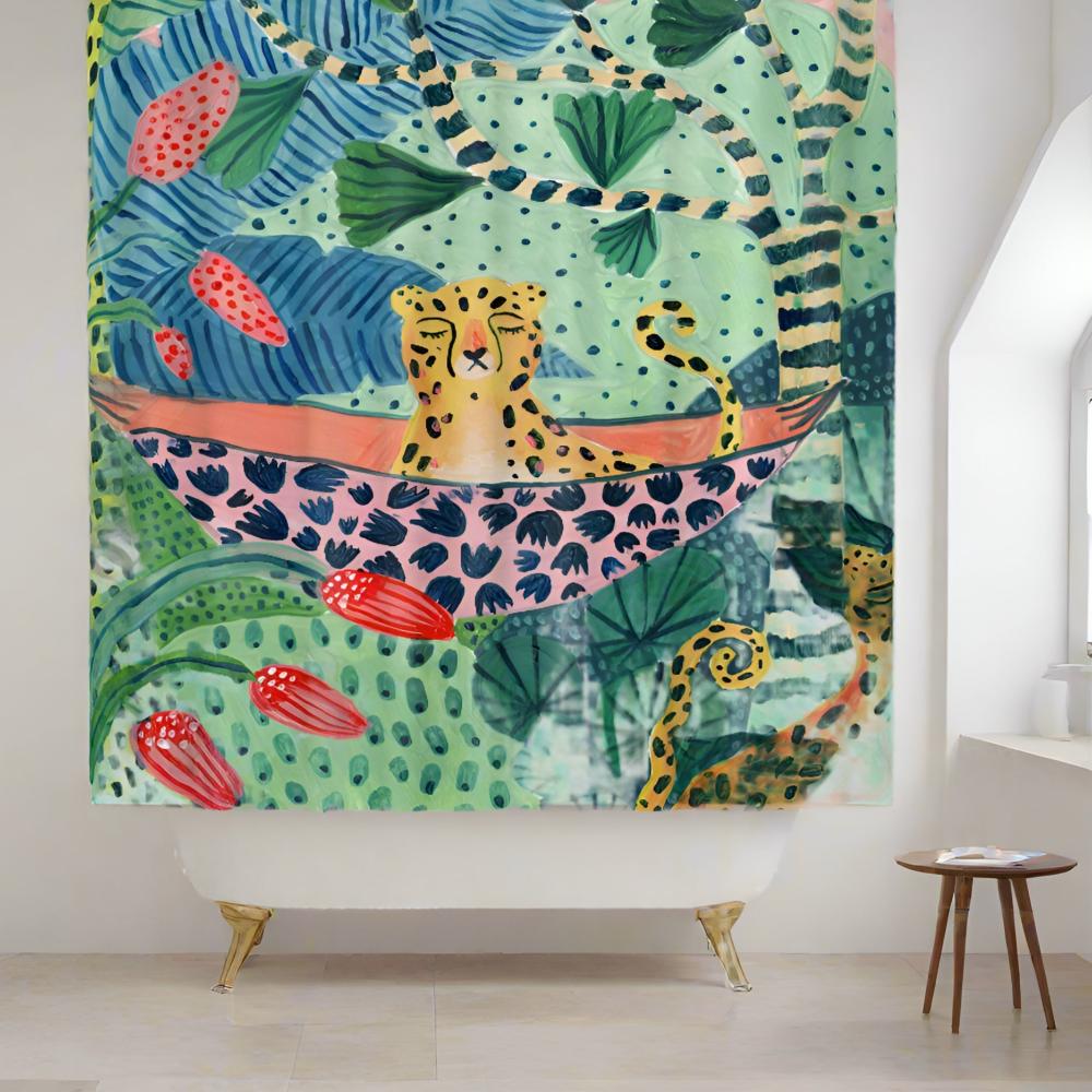 Tropical Cheetah Shower Curtain — alternate angle view
