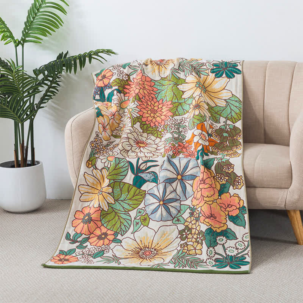 Cotton Floral Bath Beach Towel — alternate angle view