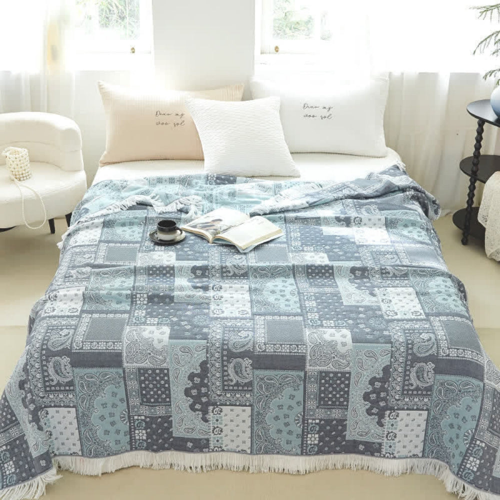 Mosaic Pattern Cotton Gauze Blanket — product close-up