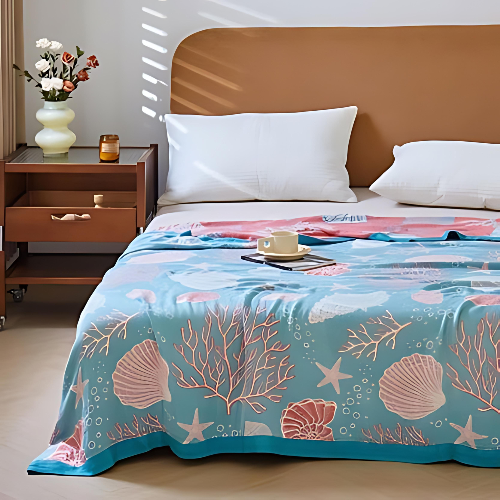 Coral Marine Reversible Cooling Blanket — alternate angle view