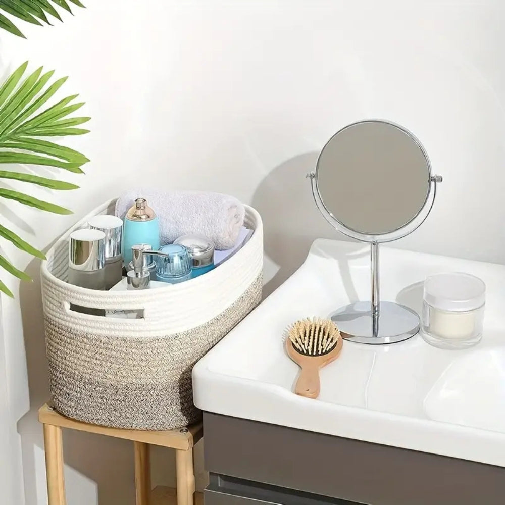 Woven Cotton Rope Storage Basket — product in use