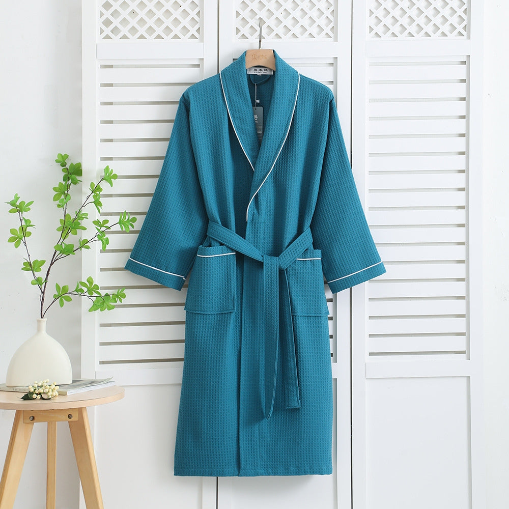 Luxury Waffle Weave Cotton Bathrobe — product in use
