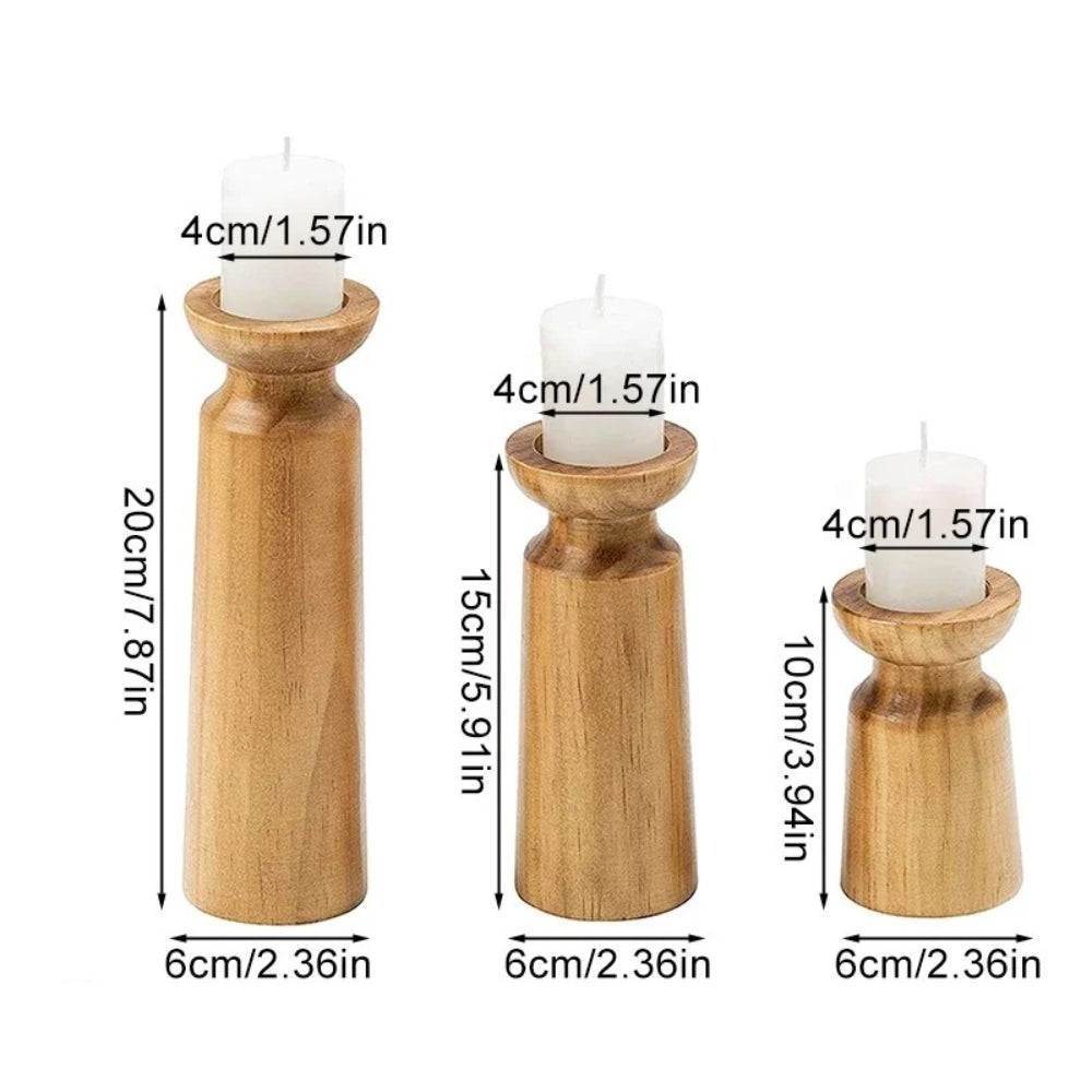 Carved Wooden Candle Holders — alternate angle view