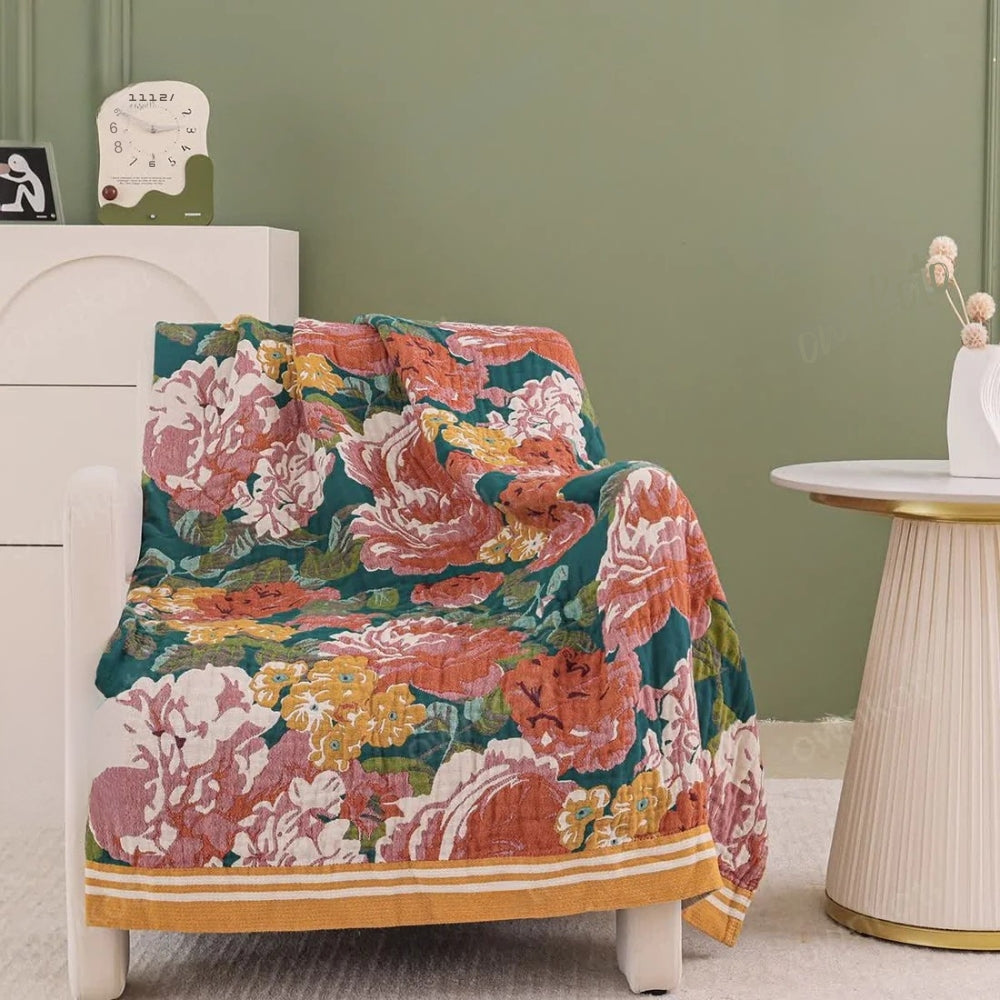 Tropical Breeze Cotton Blanket — product in use