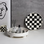Round Checkerboard Storage Tray — product in use