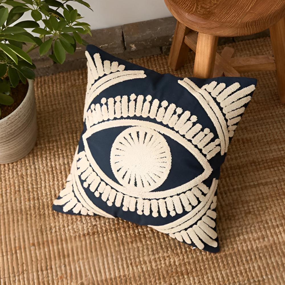 Boho Eye Embroidered Cushion Cover — main product photo