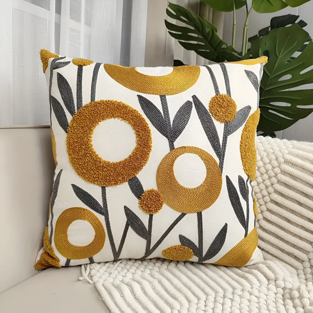 Floral Essence Embroidered Cushion Cover — product in use