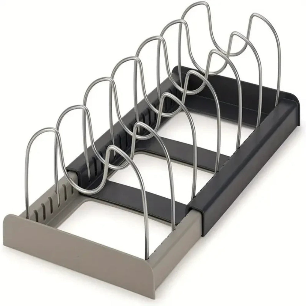 Expandable Pot and Pans Organiser Rack — product in use