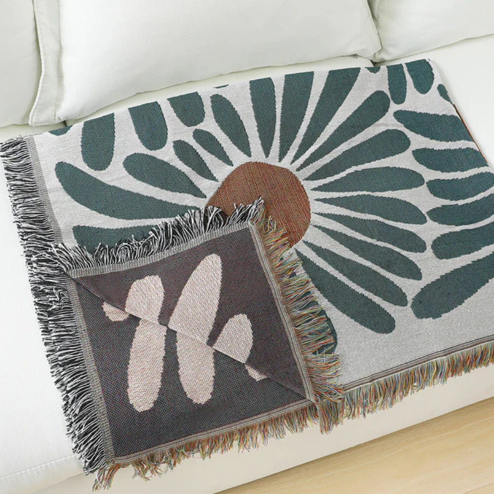 Floral Daisy Woven Throw Blanket — product detail view