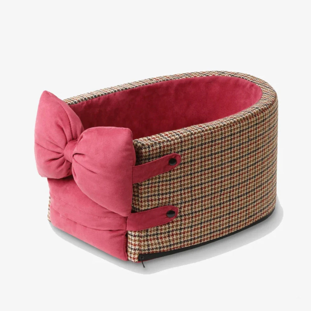 Houndstooth Travel Pet Car Seat — lifestyle shot