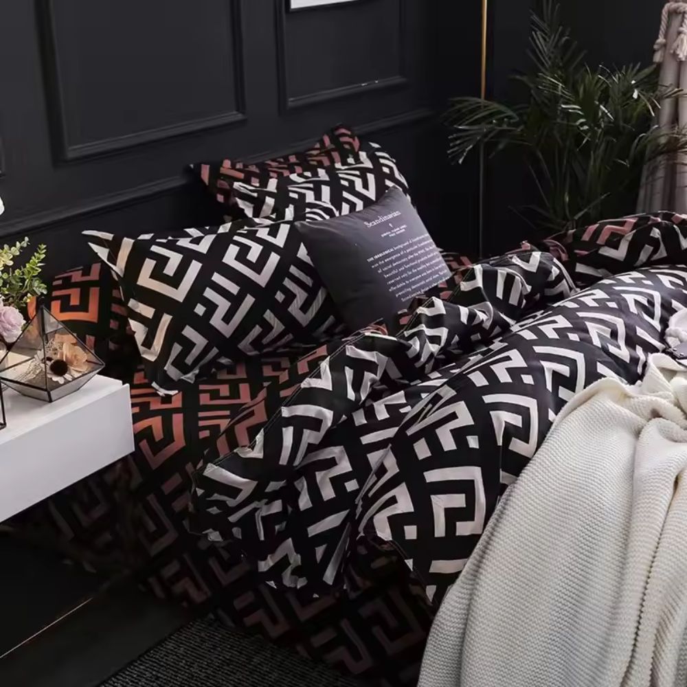 Noir Enigma Quilt Cover Set | 3pcs Quilt Cover Set — product close-up