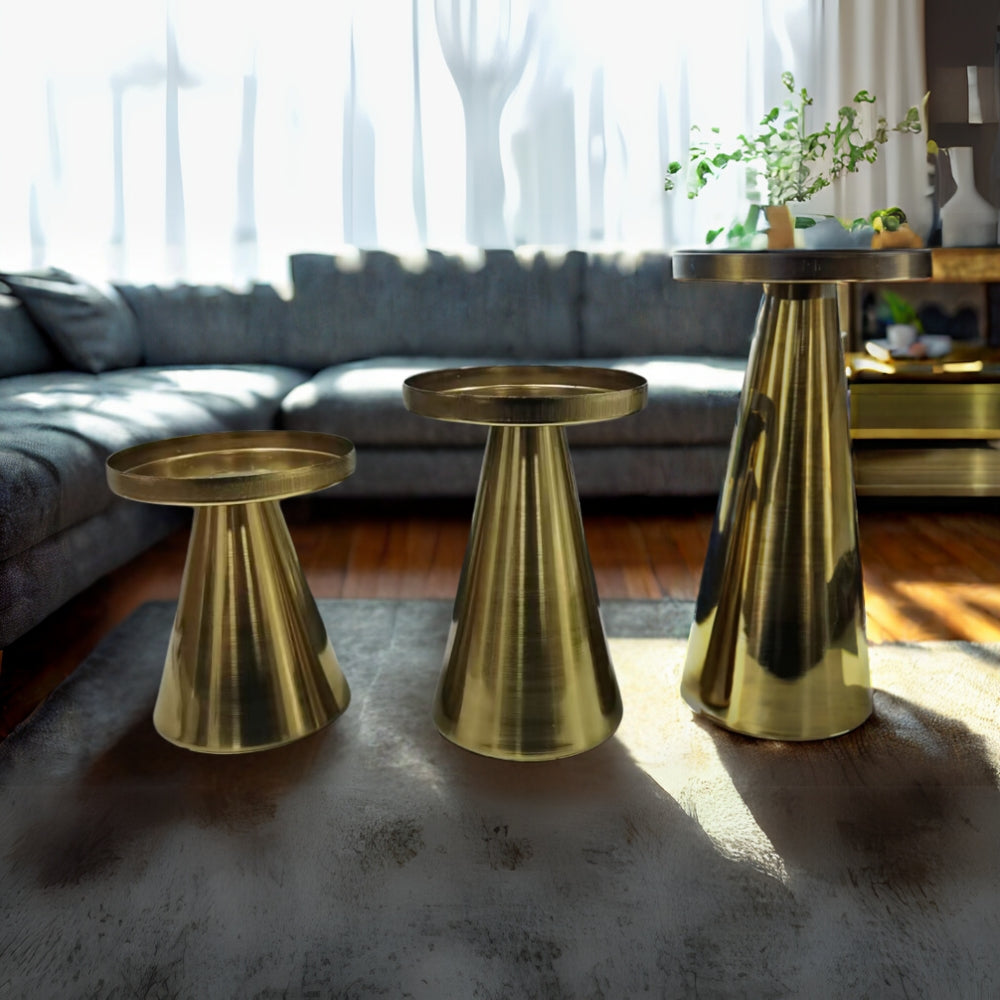 Elegant Brass Candle Holders | Set of 3 — product in use