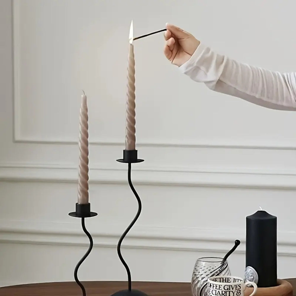 Sculpted Wavy Iron Candle Holder — main product photo