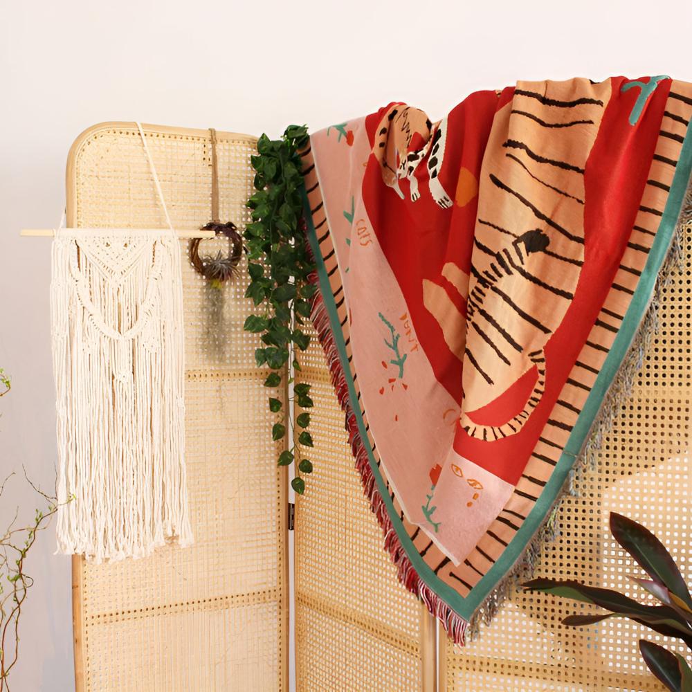 Leopard Woven Tassel Blanket — additional view