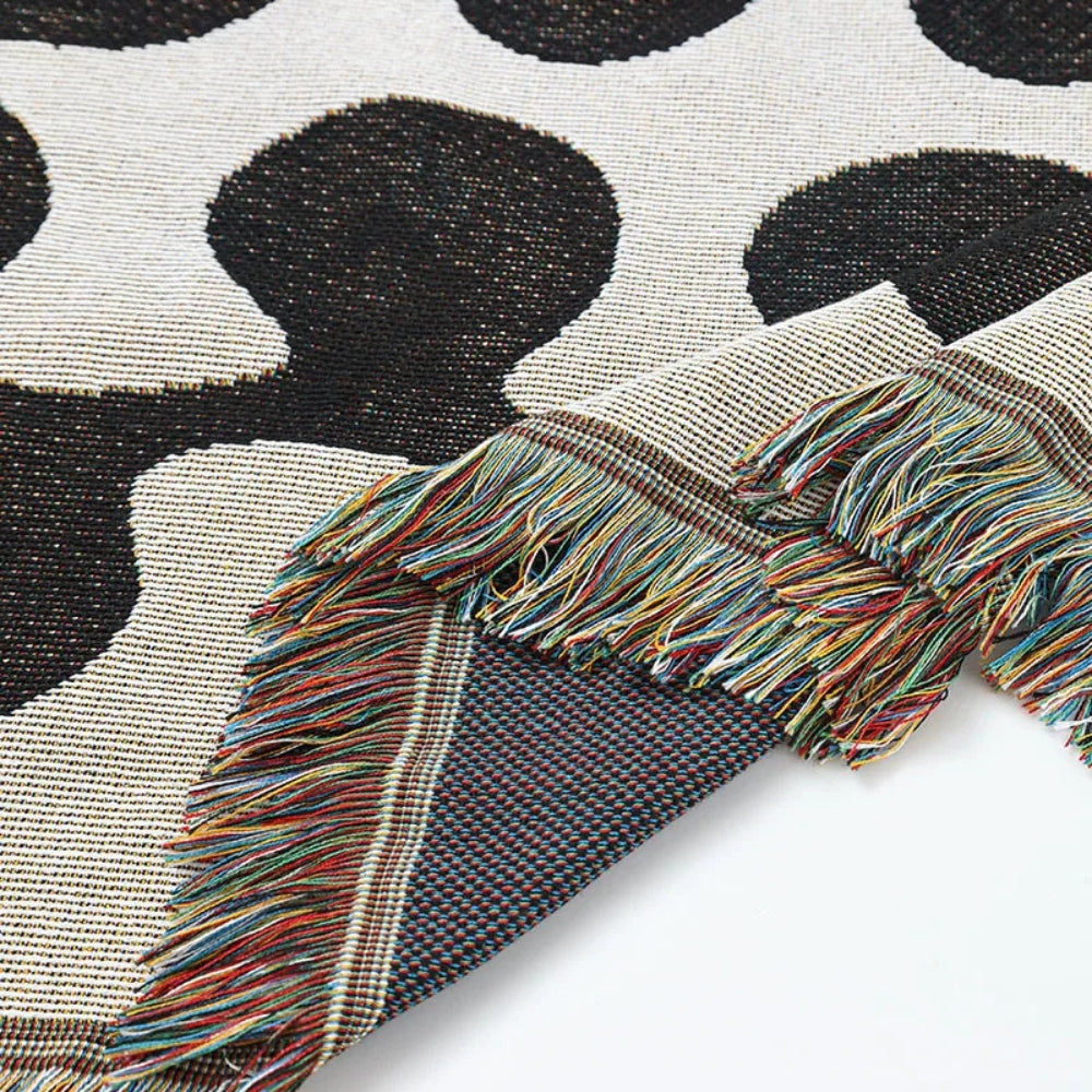 Retro Vine Cotton Woven Throw Blanket — product close-up