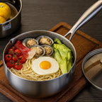 Modern Stainless Steel Saucepan with Glass Lid — product feature detail