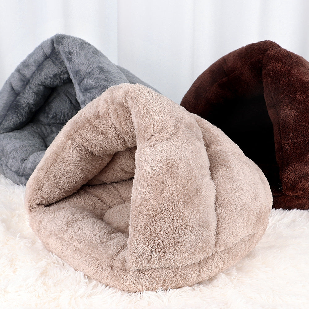 Polar-Fleece Pet Cave Bed — product in use