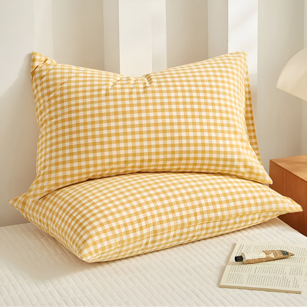 Soft Plaid Checkered Pillowcases — product close-up
